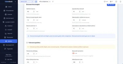 TableBook broneerimisreeglid ja tühistamispoliitika — kestus, intervall, deposiidid